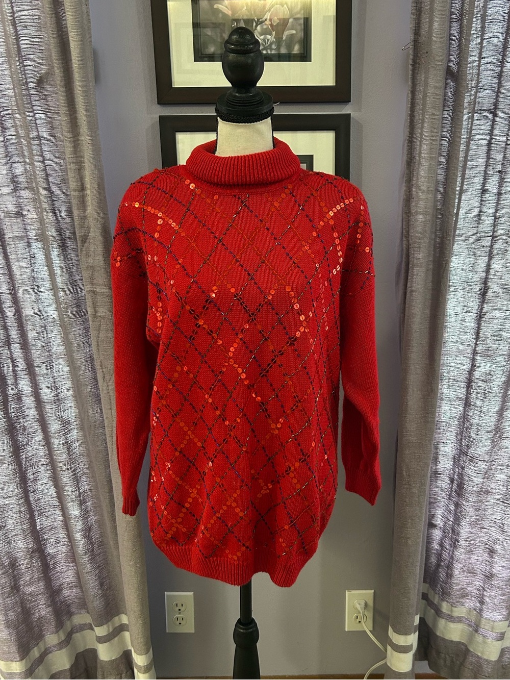 Vintage Leslie Faye Sequin Turtleneck Sweater